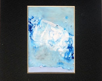 SEA WAVE  original ACEO encaustic miniature abstract painting  2.5 x 3.5", original abstract painting