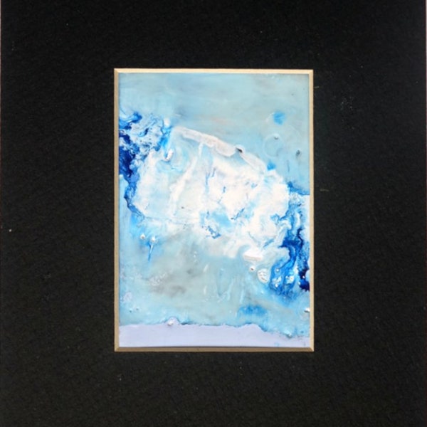 SEA WAVE  original ACEO encaustic miniature abstract painting  2.5 x 3.5", original abstract painting