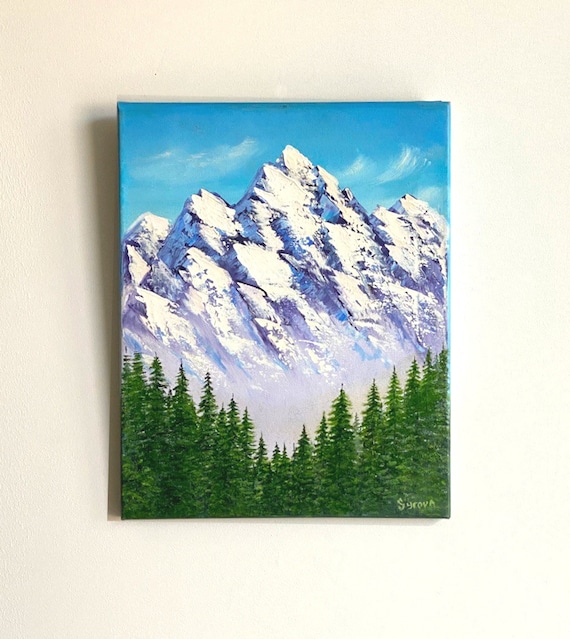 MOUNTAIN LANDSCAPE original oil paintingee 14 x 11" on streched canvas, original oil painting, original landscape