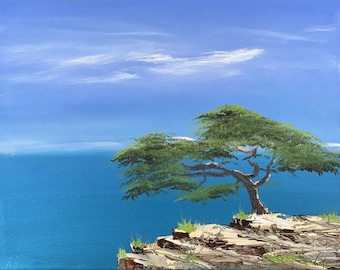 CLIFFSIDE original landscape oil painting  11 x 14 x 1.5" on gallery wrapped canvas, original oil painting, original landscape