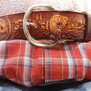 Personalized Leather Kids Belt: Fish Design, Brass or Silver Buckle