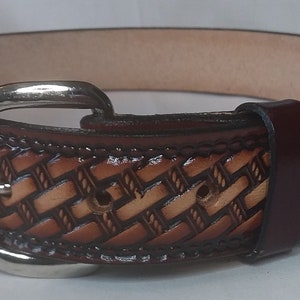 Personalized Leather Kids Belt: Basket Weave Boys Dress Belt
