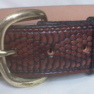 Snakeskin Pattern Leather Dress Belt: Personalized Brass or Silver Buckle