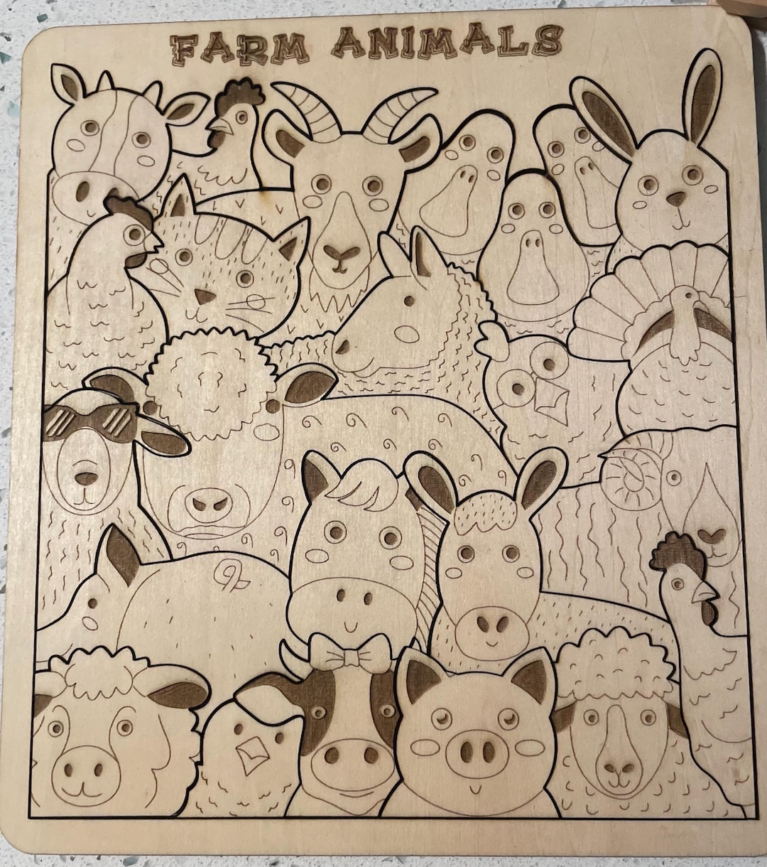 Farm Animal Puzzle: Unique Paintable Wooden Puzzle for Kids - Etsy