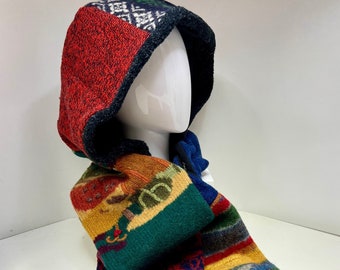 Festival Hoodie Scarf, Wool Sweater Scarf with Pockets - Handmade in Michigan by BaaBaaZuZu