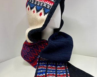 Boho Hoodie Scarf with Pockets, Upcycled Wool Sweater Scarf - Handmade in USA by BaaBaaZuZu
