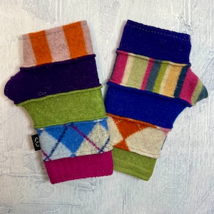 Bright Fingerless Gloves for Women, 100% Wool, Fleece Lined, Women&#39;s Texting Gloves - Made in USA by BaaBaaZuZu