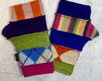Bright Fingerless Gloves for Women, 100% Wool, Fleece Lined, Women's Texting Gloves - Made in USA by BaaBaaZuZu