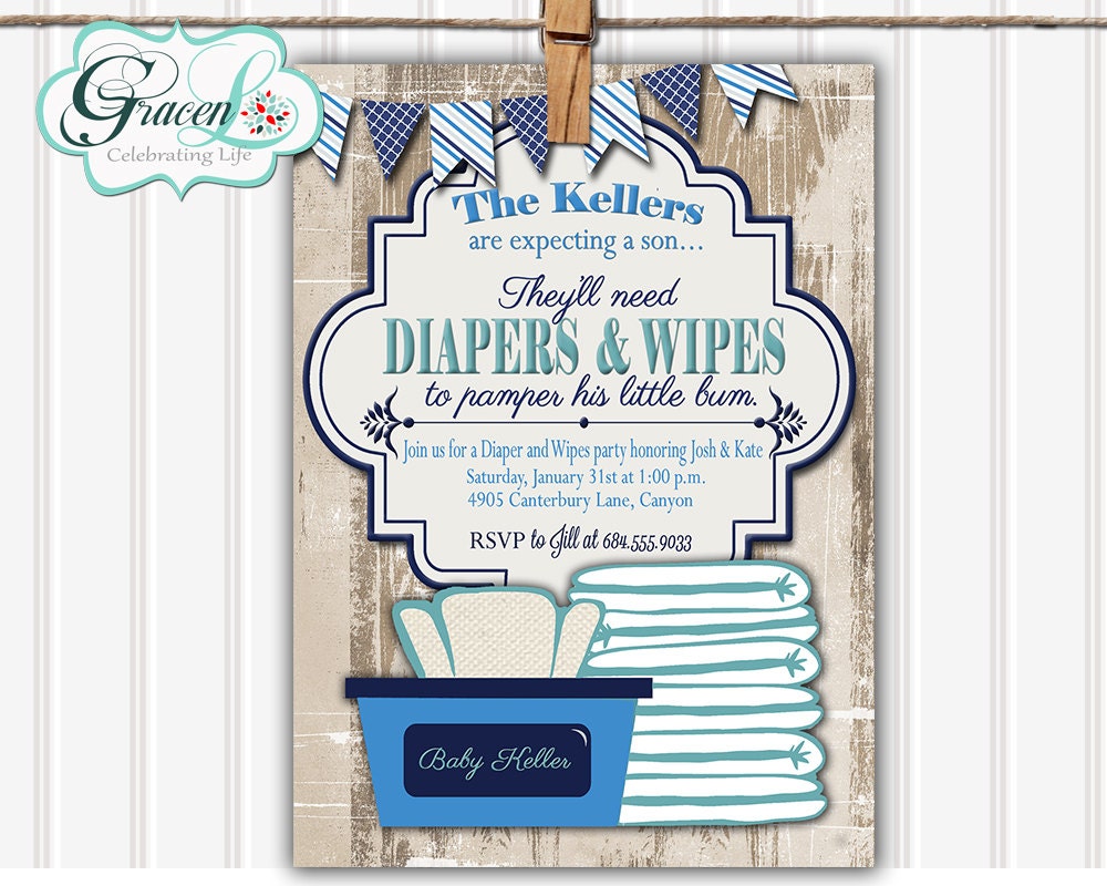Baby Shower Invitation Diaper And Wipes