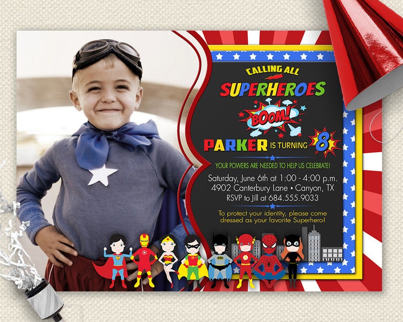 Superhero Invitation Superheroes Invitation Superhero Party Etsy
