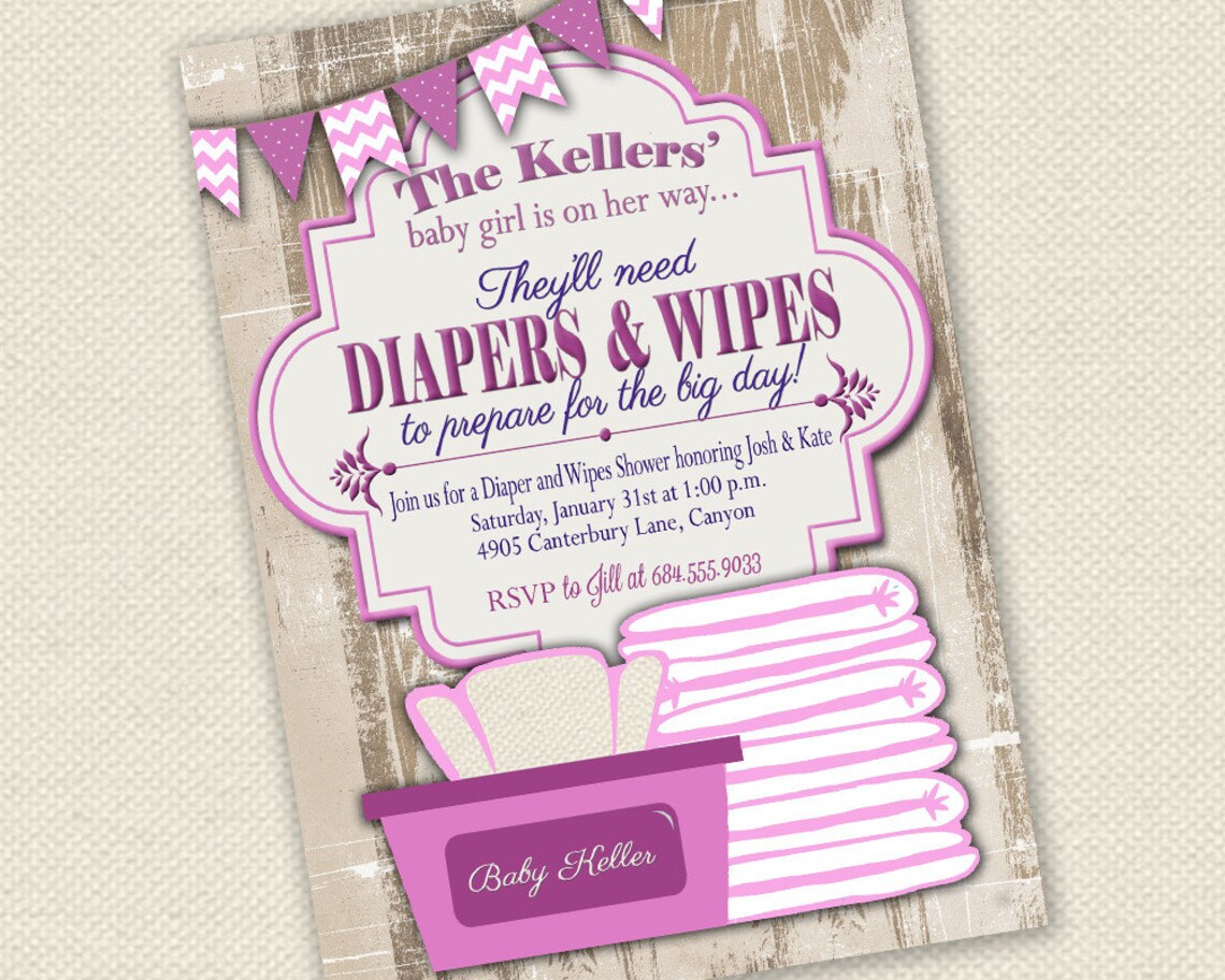 Baby Shower Invitation Diaper and Wipes Baby Shower Etsy