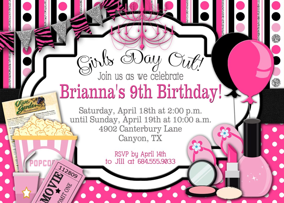 Girls Day Out Birthday Invitation Girls Day Out Invitation Etsy