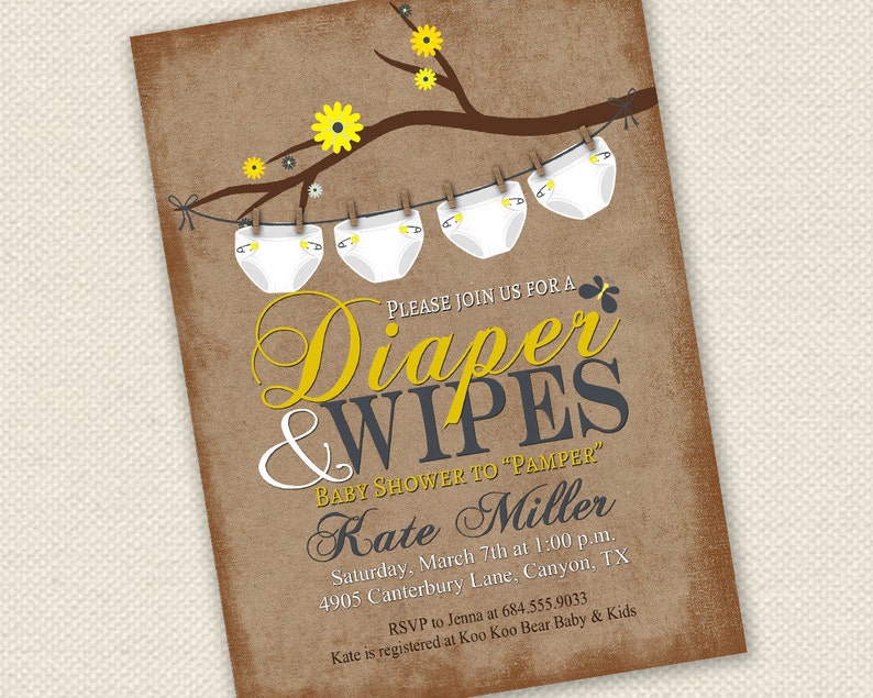 Baby Shower Invitation Diaper and Wipes Baby Shower Etsy