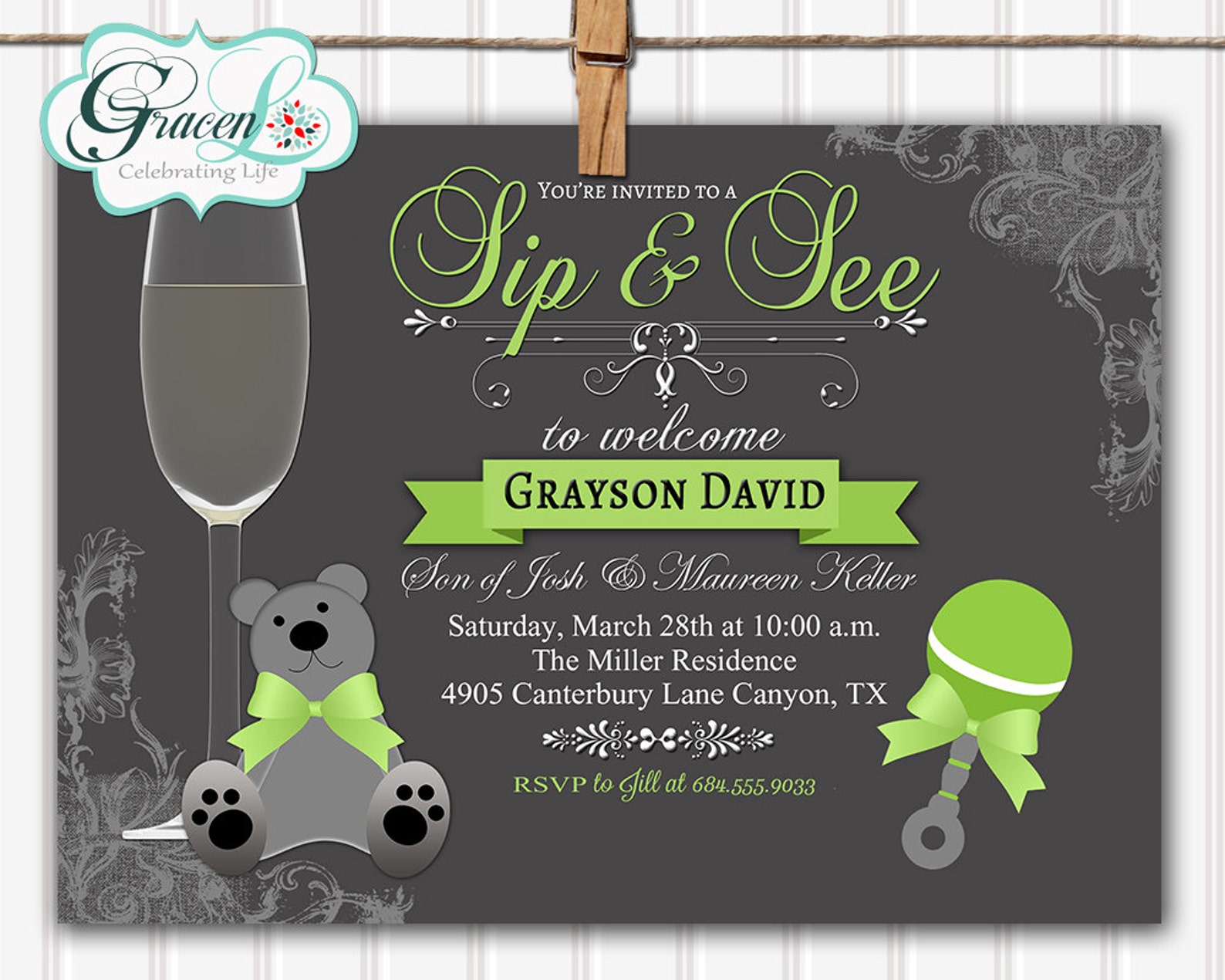 Baby Shower Invitation Sip and See Baby Shower Invitation Etsy