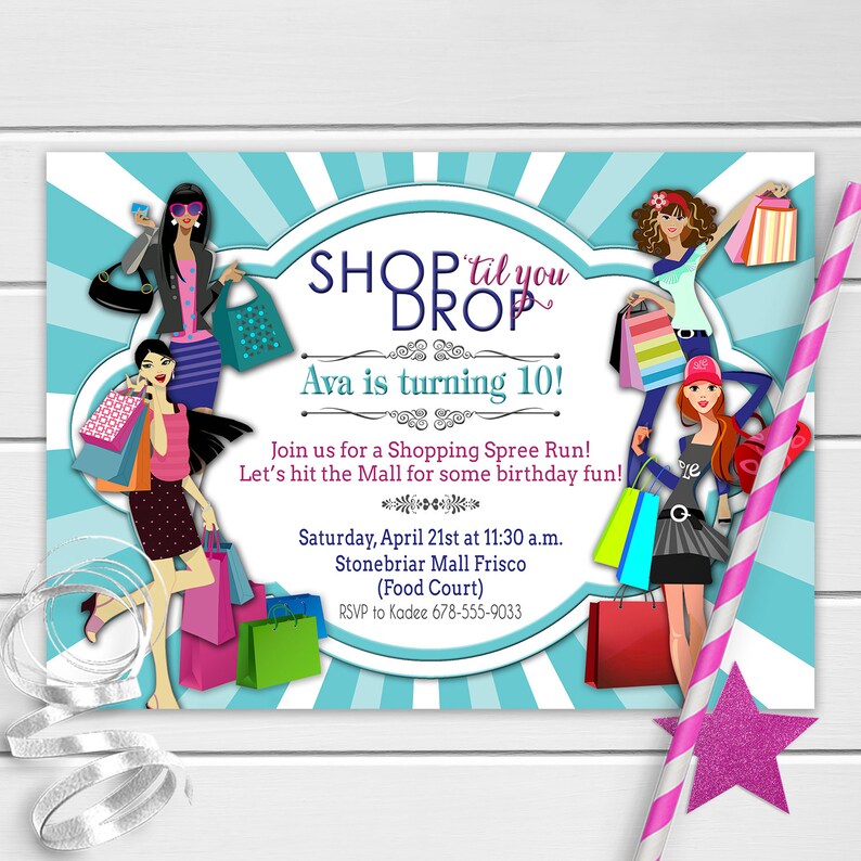Girls Day Out Invitation Shopping Birthday Invitation Mall Etsy