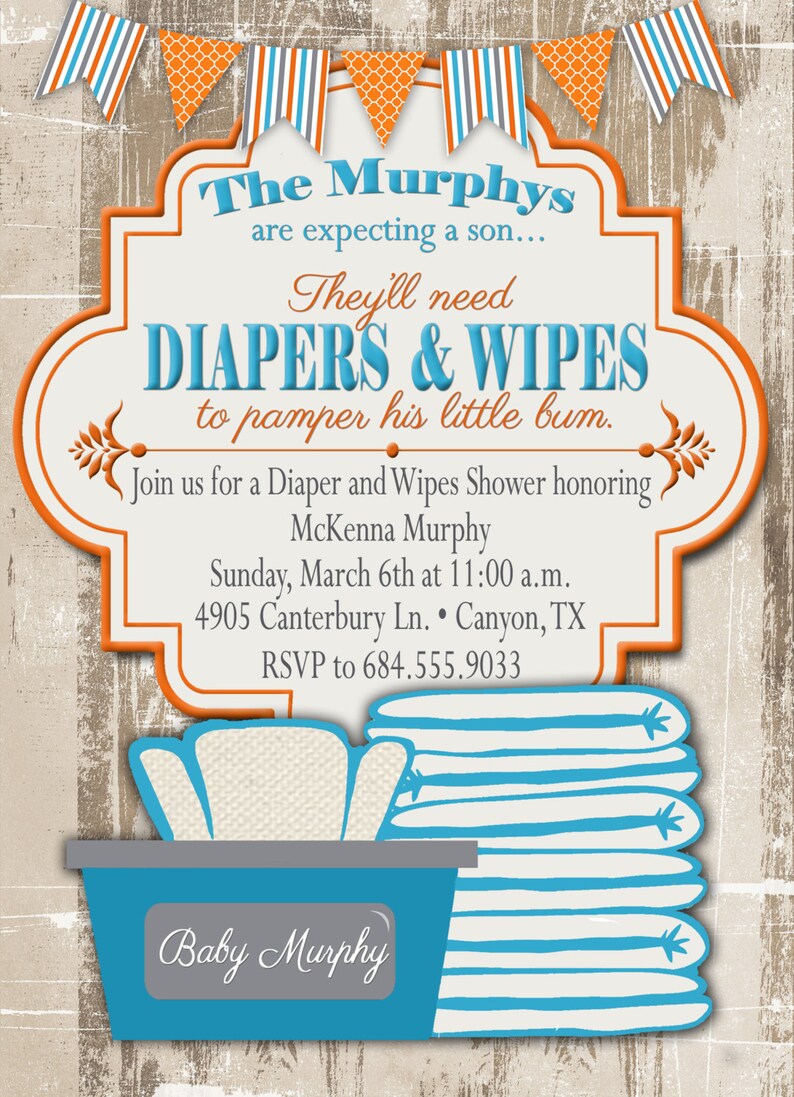 Baby Shower Invitation Diaper and Wipes Baby Shower Etsy