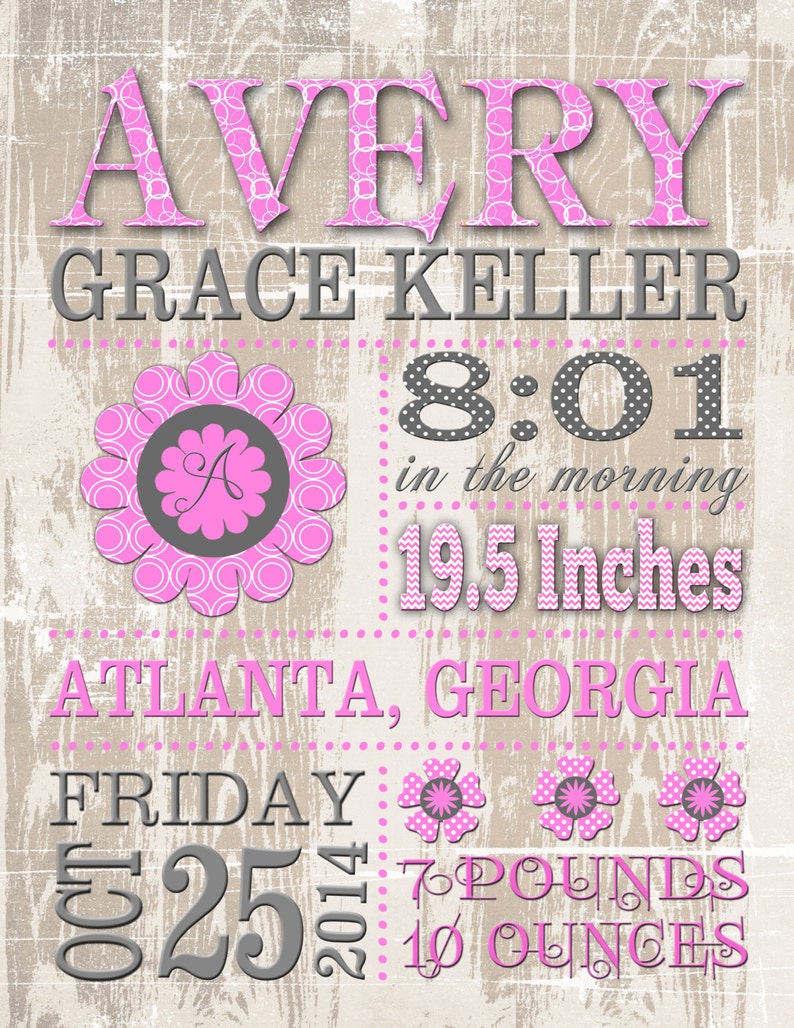 Newborn Announcement Sign Printable 8x10 Baby Announcement Sign 11x14 or 16x20 Birth Announcement Sign