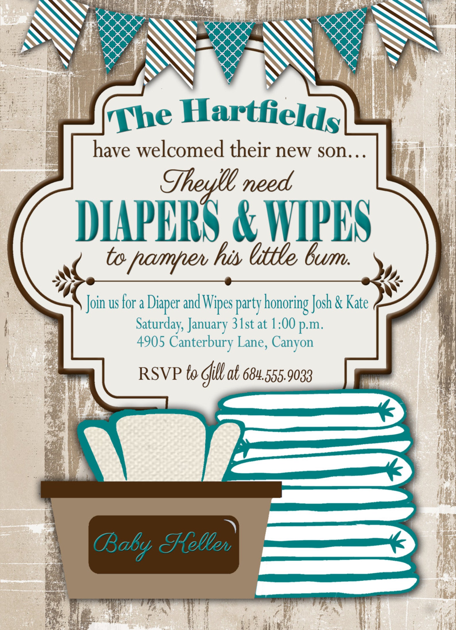 Baby Shower Invitation Diaper and Wipes Baby Shower Etsy