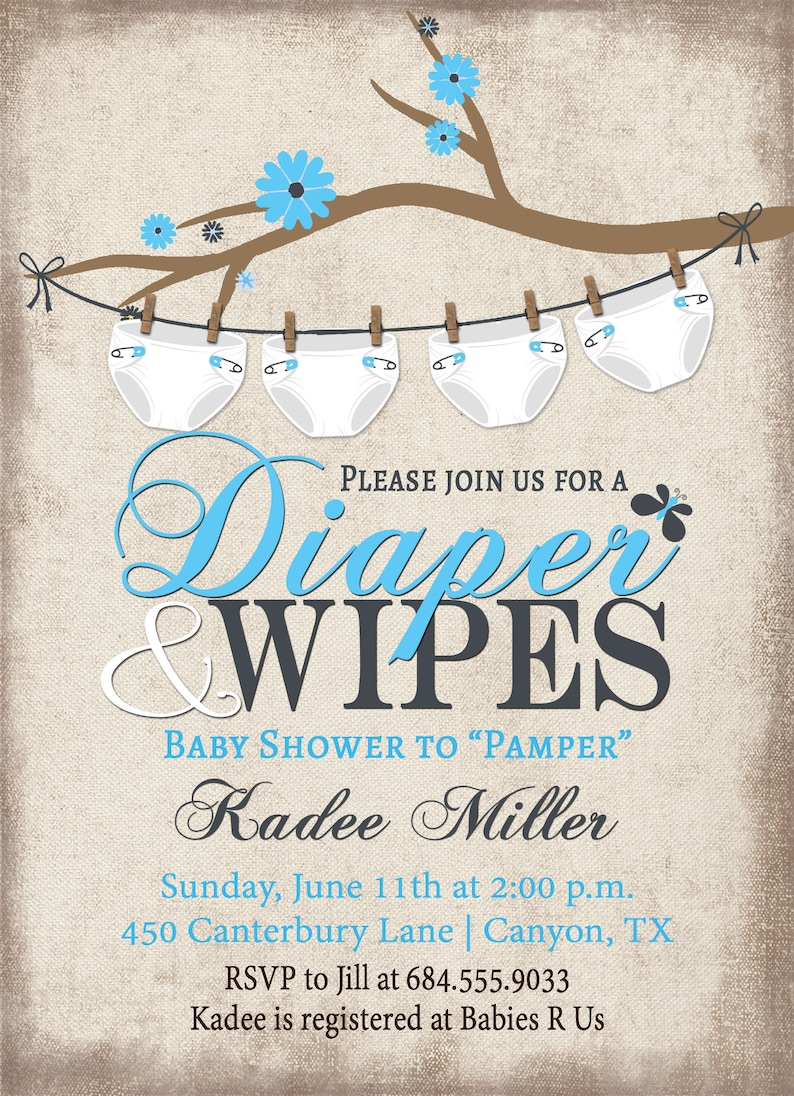 Baby Shower Invitation Diaper and Wipes Baby Shower Etsy