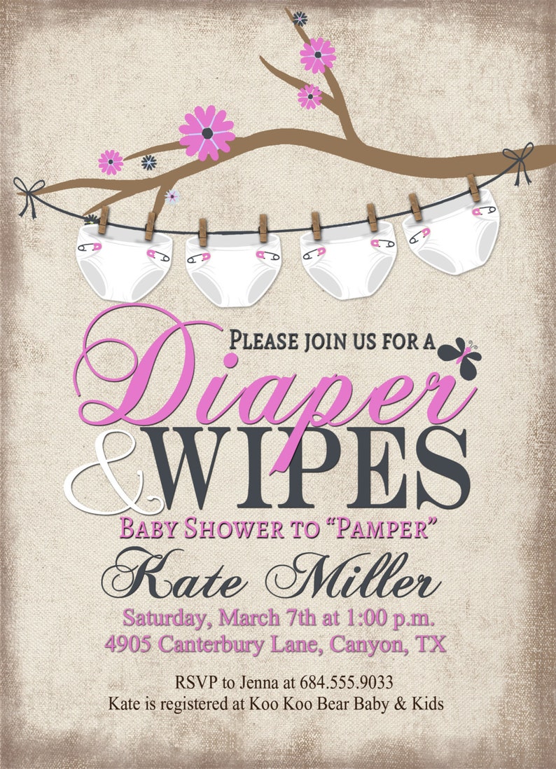 Baby Shower Invitation Diaper and Wipes Baby Shower Etsy