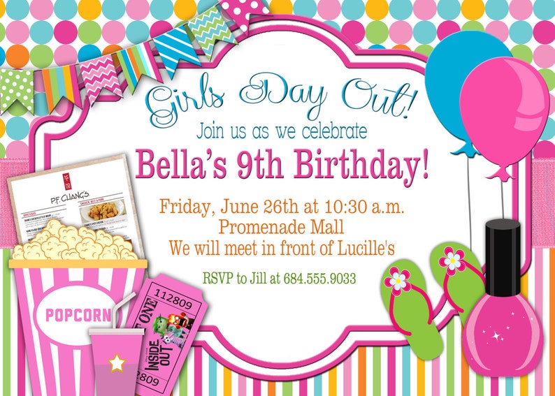 Girls Day Out Birthday Invitation Girls Day Out Invitation Etsy