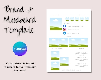 Brand and Moodboard Template, Brand Template, Custom Business Kit, Canva Brand Kit, Small Business Brand Kit, Branding Bundle, DIY Brand