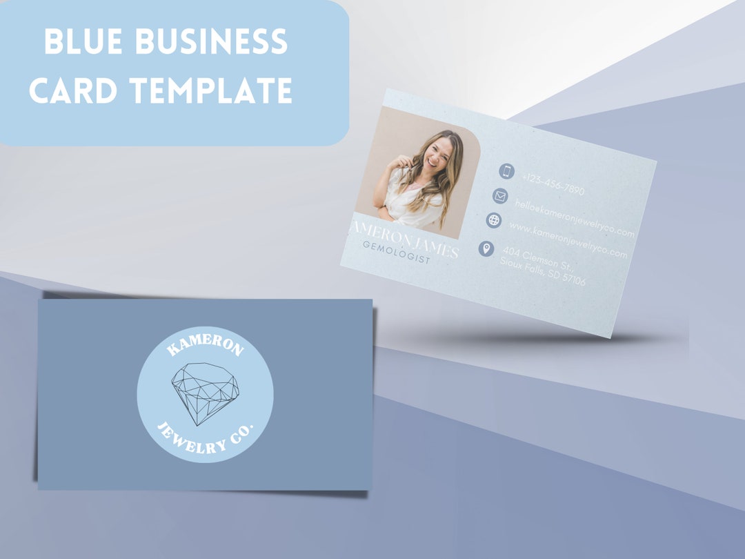 Printable Business Card Template, Blue Business Card Template, Instant ...