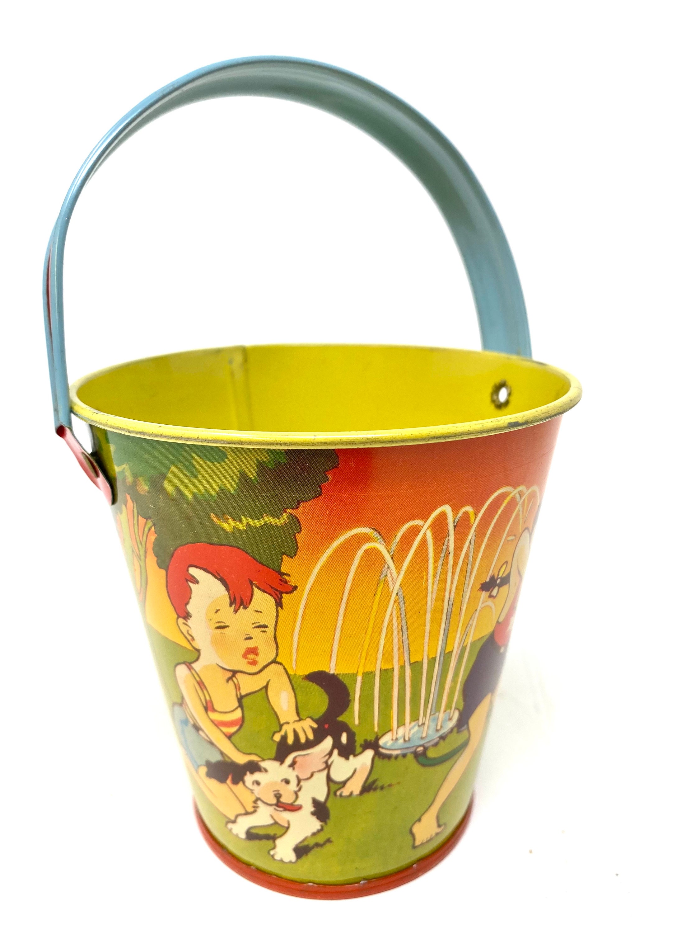 Vintage Metal Sand Pail ONE PAIL ONLY, Small Tin Sand Pail, Vintage