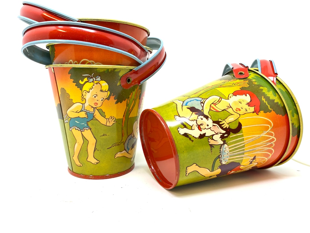 Vintage Metal Sand Pail ONE PAIL ONLY, Small Tin Sand Pail, Vintage