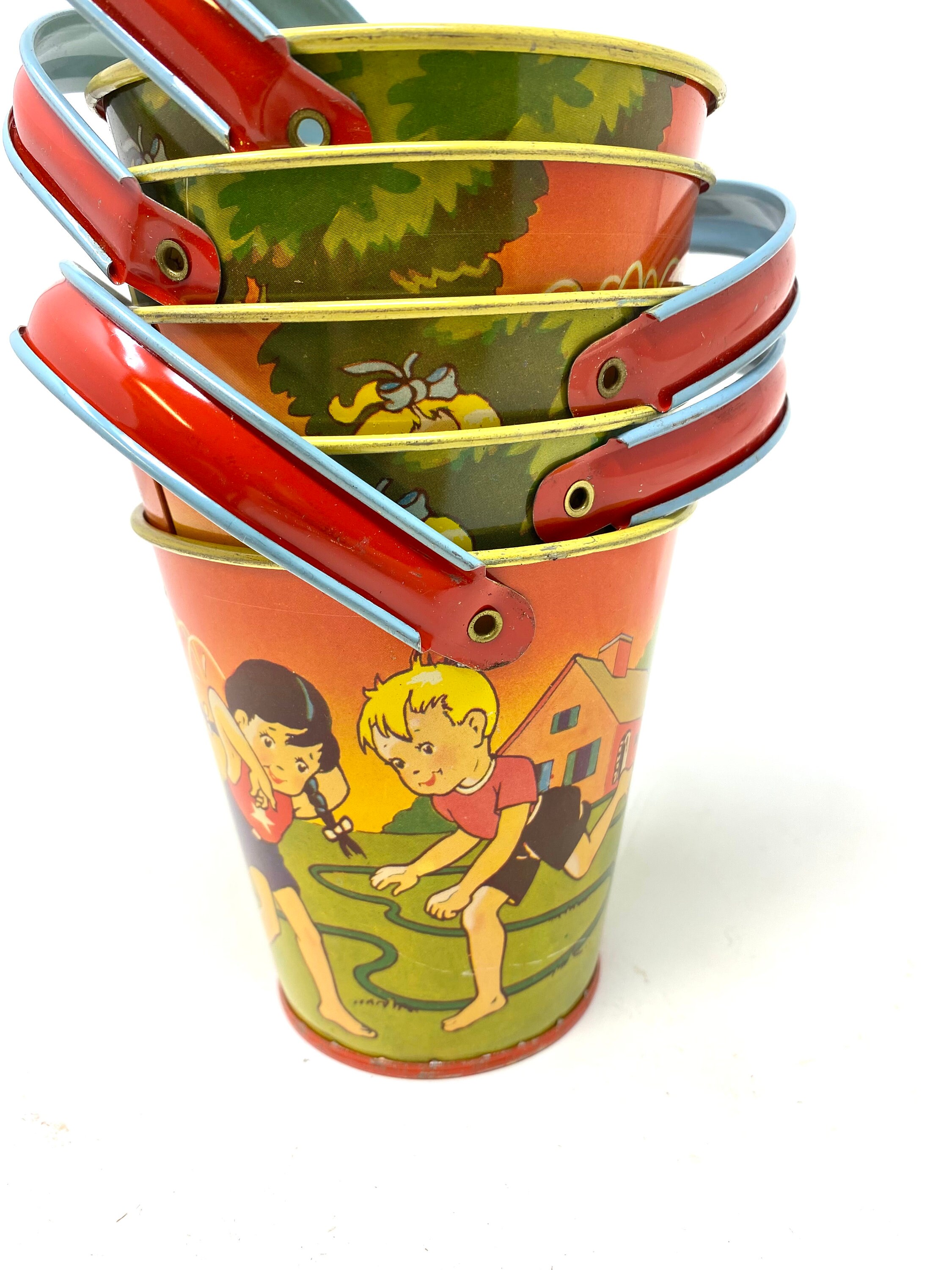 Vintage Metal Sand Pail ONE PAIL ONLY, Small Tin Sand Pail, Vintage