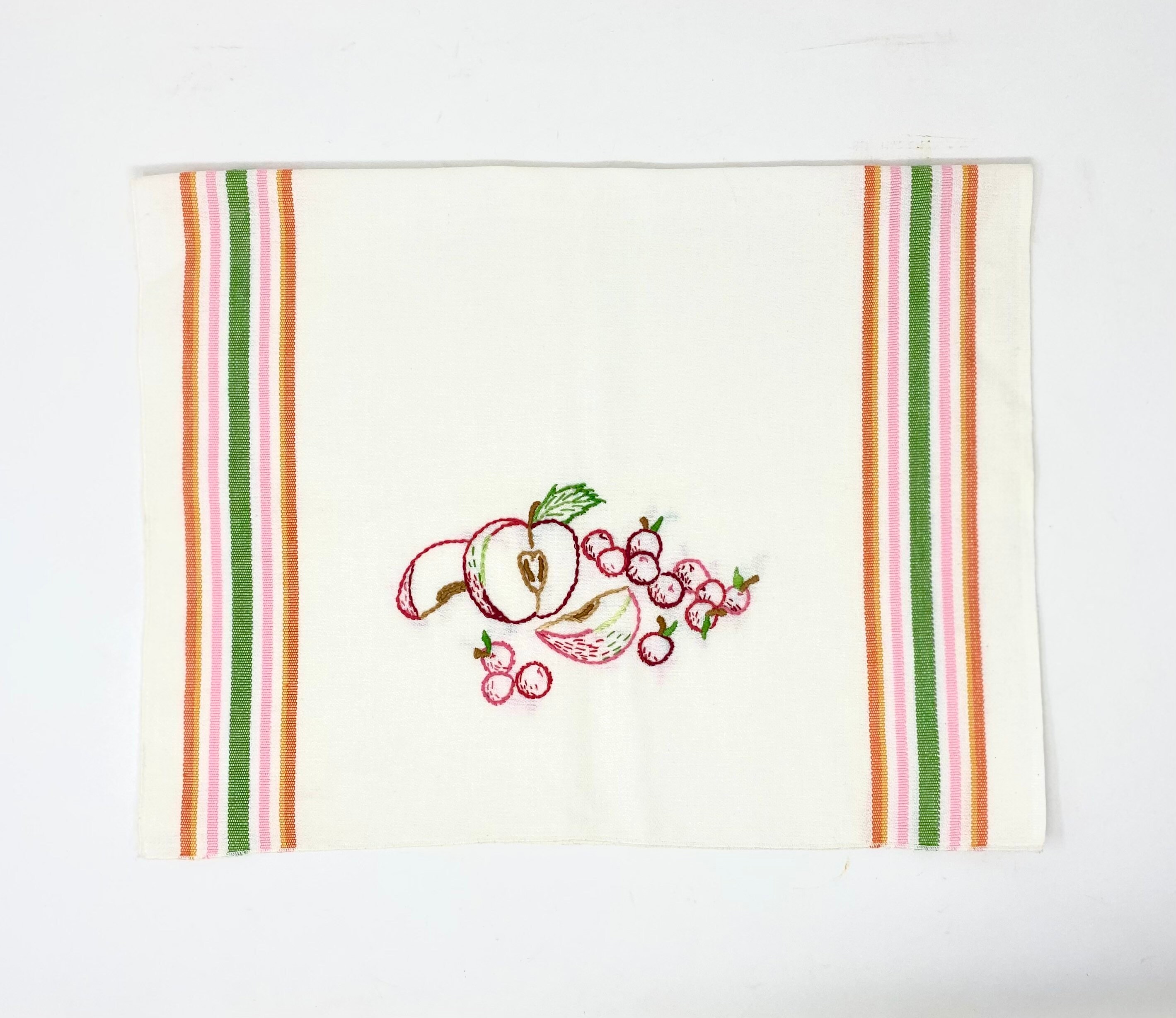 Set of 3 Vintage Embroidered Linen Kitchen Tea Towels Fruit Etsy UK