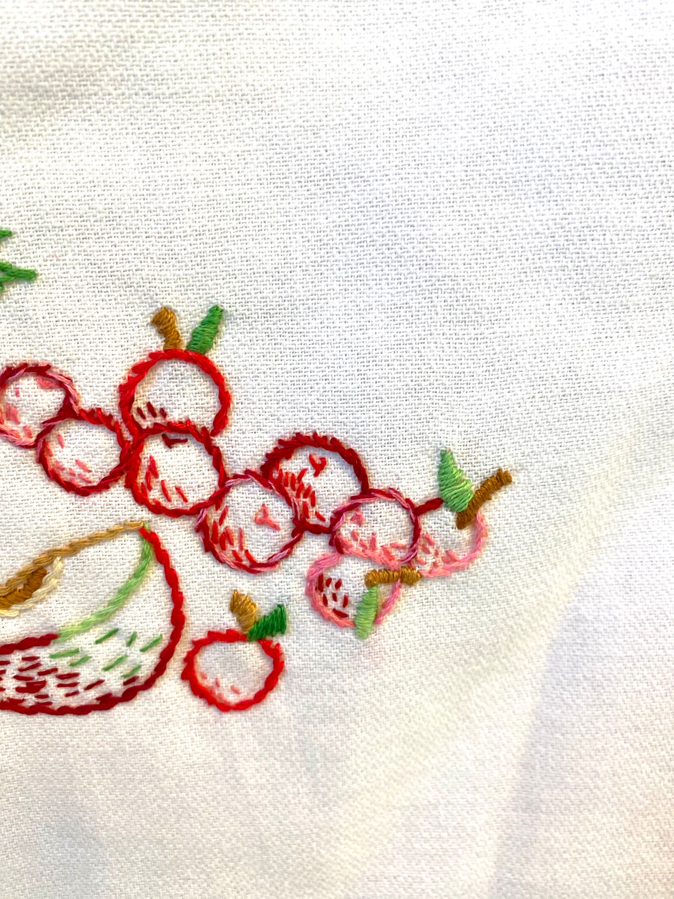 Set of 3 Vintage Embroidered Linen Kitchen Tea Towels Fruit Etsy UK