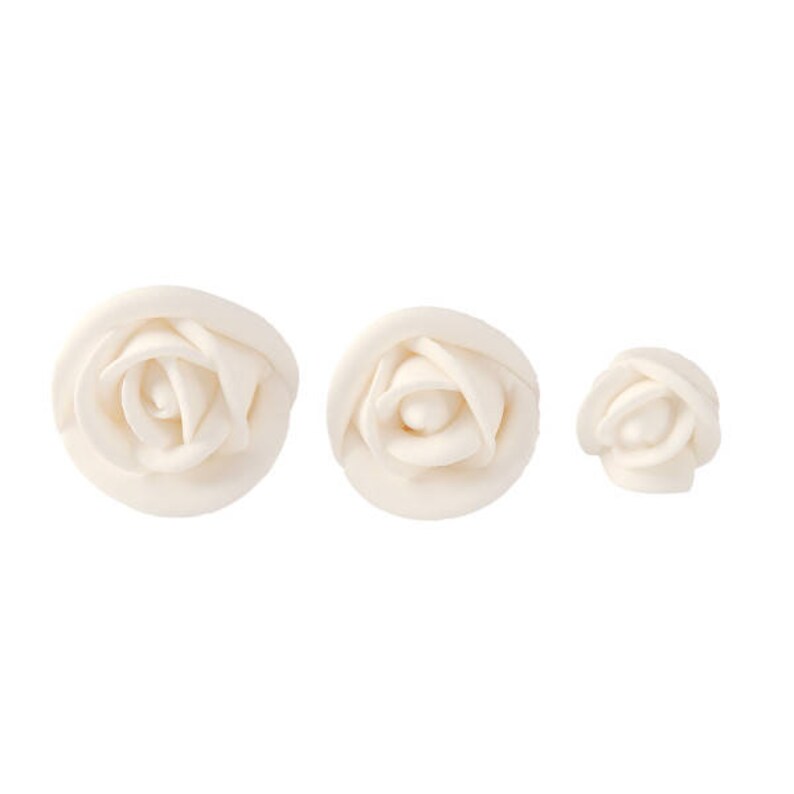 White Sugar Roses Available in Large and Medium Also Available in 6 Count or Bulk Pricing