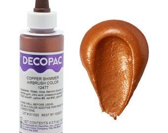 Copper Shimmer Edible Air Brush Paint/Cake Paint Edible Copper Shimmer/Edible Metallic Copper Air Brush Paint 4 oz Bottle