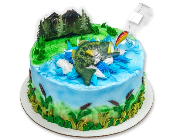 Large Bass Fish Topper/ Fisherman's Birthday Cake Topper/ Fishing