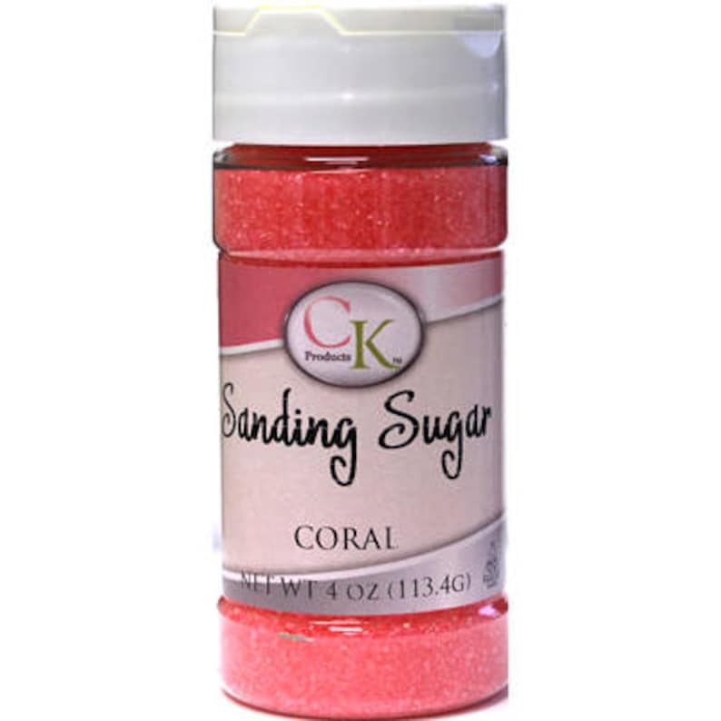 Coral Edible Sanding Sugar 4 oz bottle of Coral Sanding Sugar For Cookies and Cakes