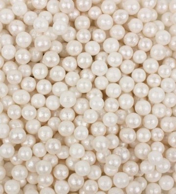 White Pearlised, 4mm Edible Sugar Pearls