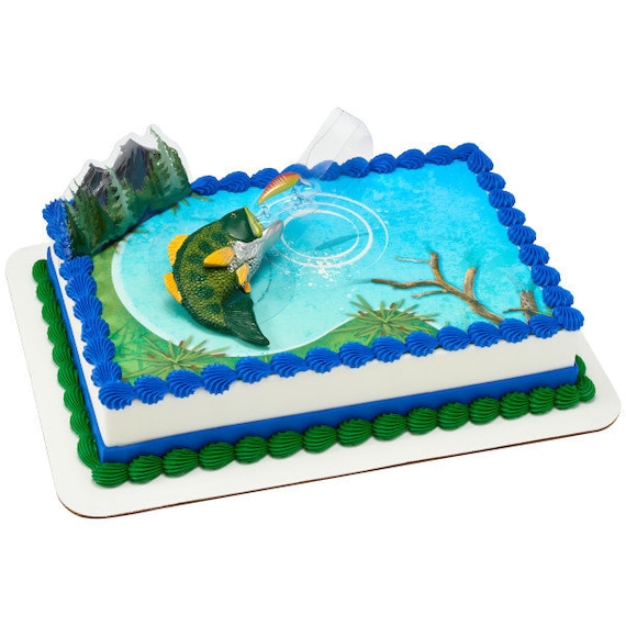 Large Bass Fish Topper/ Fisherman's Birthday Cake Topper/ Fishing