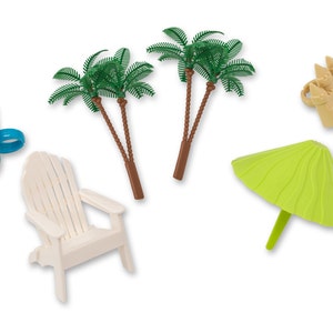 Beach Cake Topper/ Beach Scene Kit/ Beach Theme Cake/ Beach Cake Idea/ Miniature Beach Scene Kit/ Luau Party Cake Topper image 2