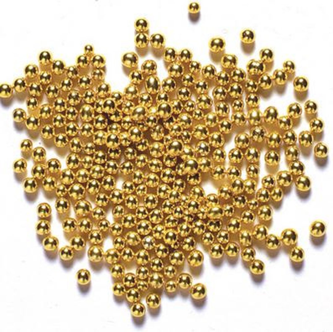 2mm-10mm Mixed (Antique) Gold Sugar Pearls (Balls), 100g Tub