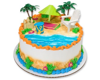 Beach Cake Topper/ Beach Scene Kit/ Beach Theme Cake/ Beach Cake Idea/ Miniature Beach Scene Kit/ Luau Party Cake Topper