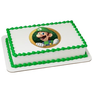 Super Mario Brothers Luigi Jumping Edible Cake Topper Image ABPID12026-1/4 sheet 