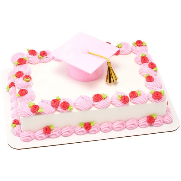 Pink Graduation Cap Cake Topper Kit/  Graduation Cap, Lay-on Cake Topper/ Pink Graduation Hat Cake Topper Kit