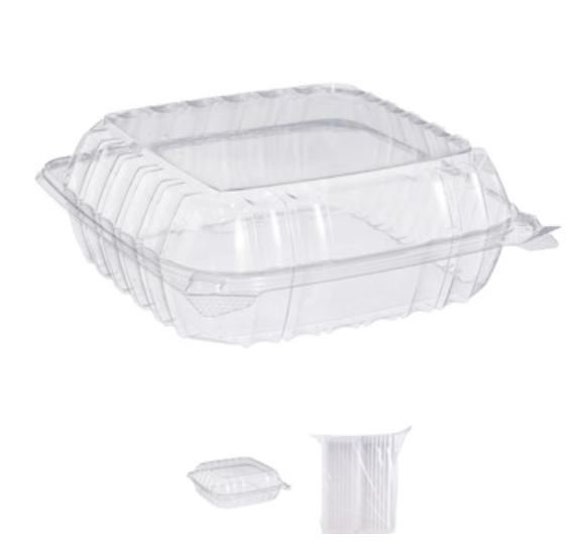 Cake Slice Container (50 Pack) - 1 Compartment Clear Plastic Trays