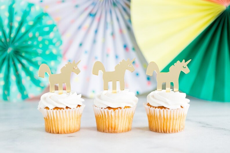 Gold Unicorn Cupcake Toppers Party Gold Unicorn Cupcake Toppers Party