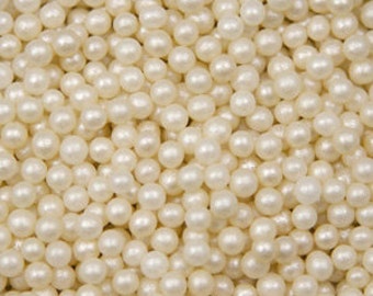 Edible Pearlized Ivory Sugar Pearls/ Ivory Sugar Pearls/ Edible Ivory Sugar Balls/ Ivory Sugar Pearls/ Cake Pearls