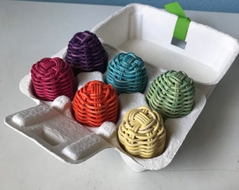 Woven eggs mini eggs 6 pack. Hand Woven & Hand Dyed Decorative Eggs : Authentic Native American Made. Easter egg decorative baskets