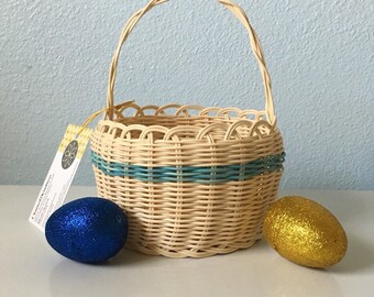 Hand Woven Basket with handle. Double Wall Basket: Authentic Native American Made easter basket handmade storage decorative