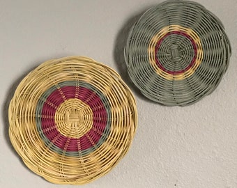 wall hanging hand woven home decor two piece round set Authentic Native American Art