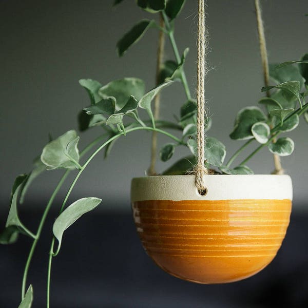 CERAMIC HANGING PLANTER // handmade planter in Deep Goldenrod. (Other colors available in "Hanging Planters" section.)